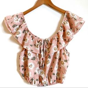 Show Me Your Mumu Darla Ruffled Crop Top Size M